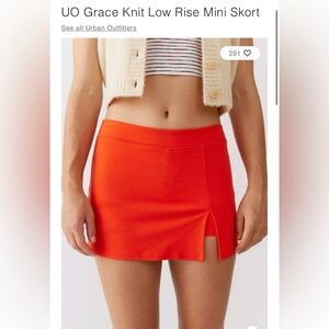 Urban Outfitters Grace Knit Low Rise Mini Skort Red Large NWT